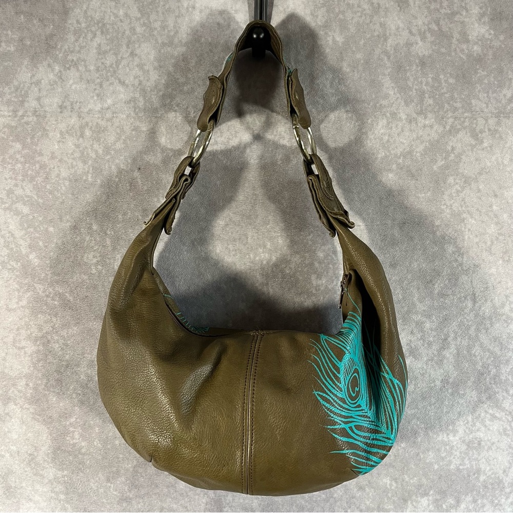 Stitch Swash Hobo Bag Brown Leather Purse Blue Feather Twilight Bella‎ Alt Purse
